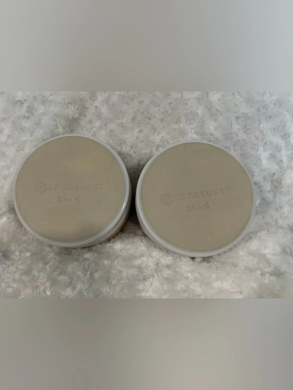 (NWOT) Le Creuset White Stoneware 23 oz Storage Canister w/ Wood Lid (Set)